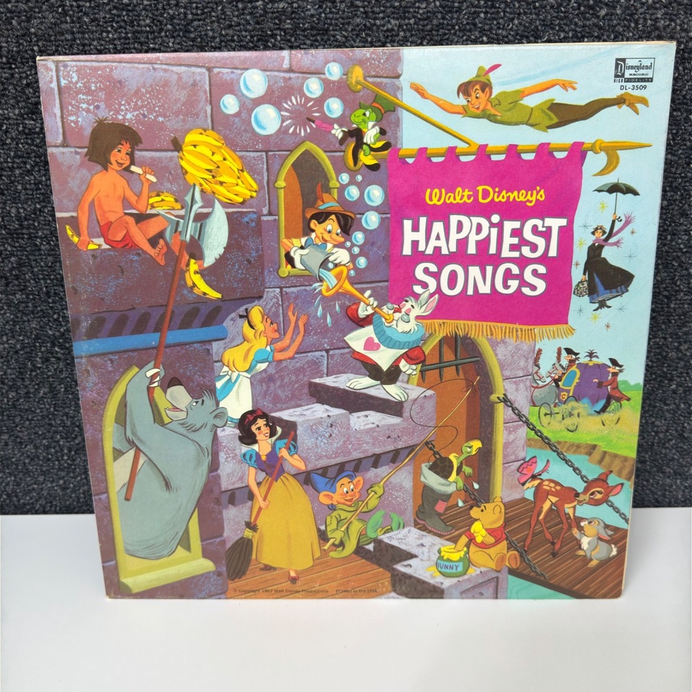 1967 Walt Disney Happiest Songs LP DL-3509 Gulf Promo Disneyland Vinyl Record